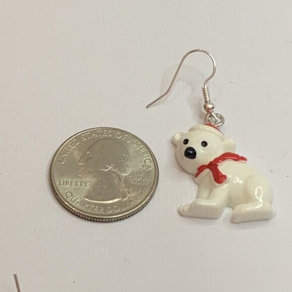 Polar Bear Earring, Santa Earring, Christmas Earring, Gift Idea, Holiday Earring - Picture 4 of 7
